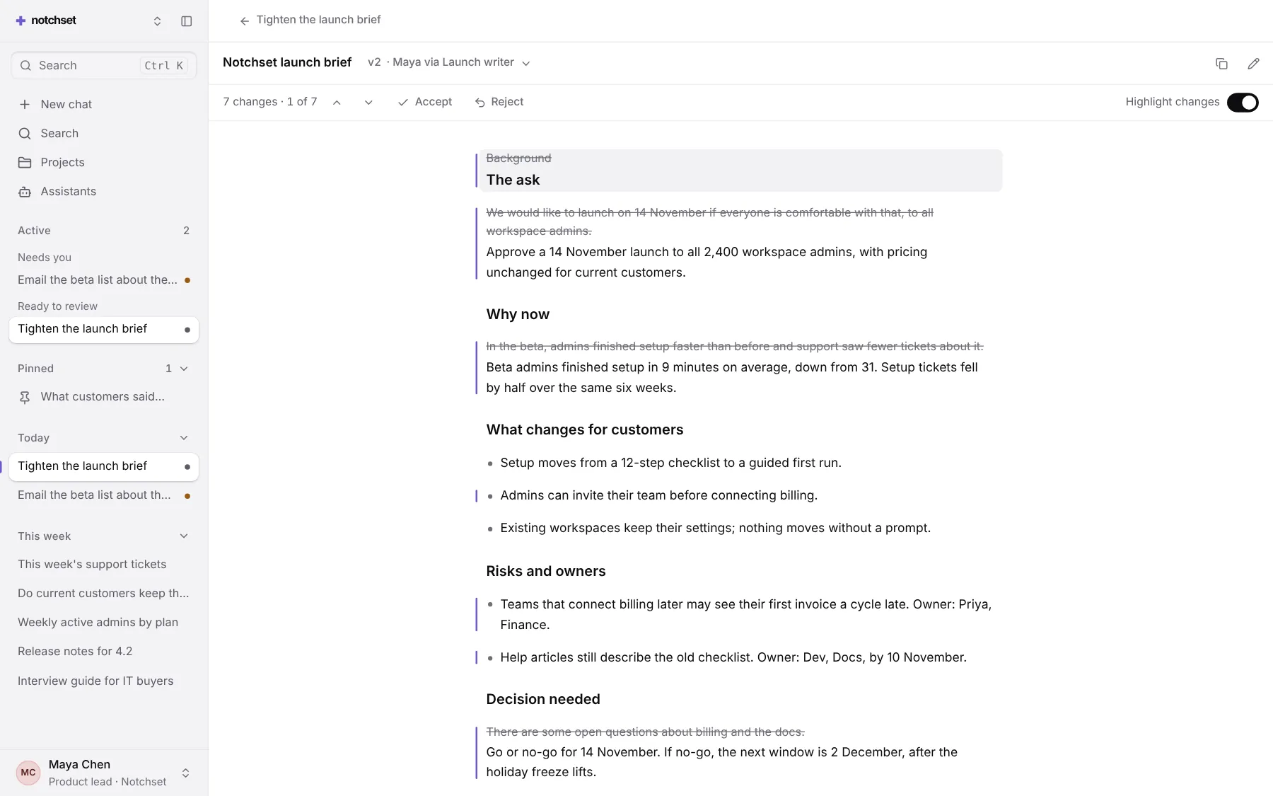 Assistant template: Workspace, on a desktop
