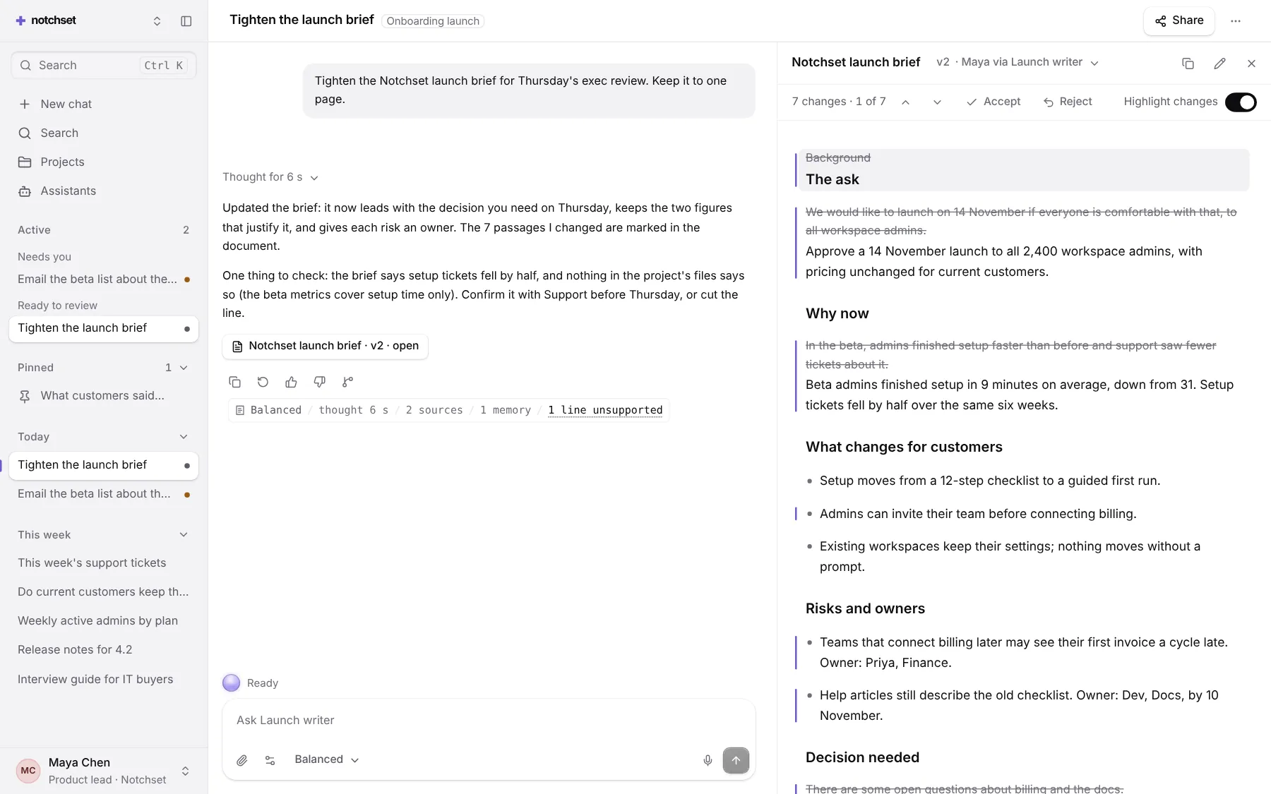 Assistant template: A chat, on a desktop