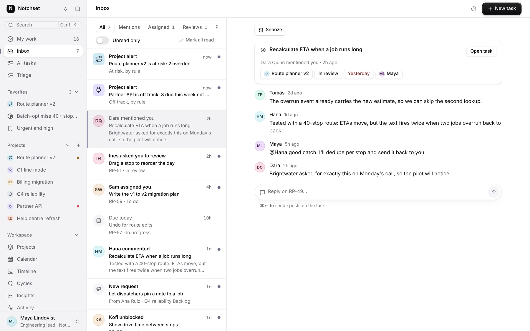 Task Management template: Inbox, on a desktop