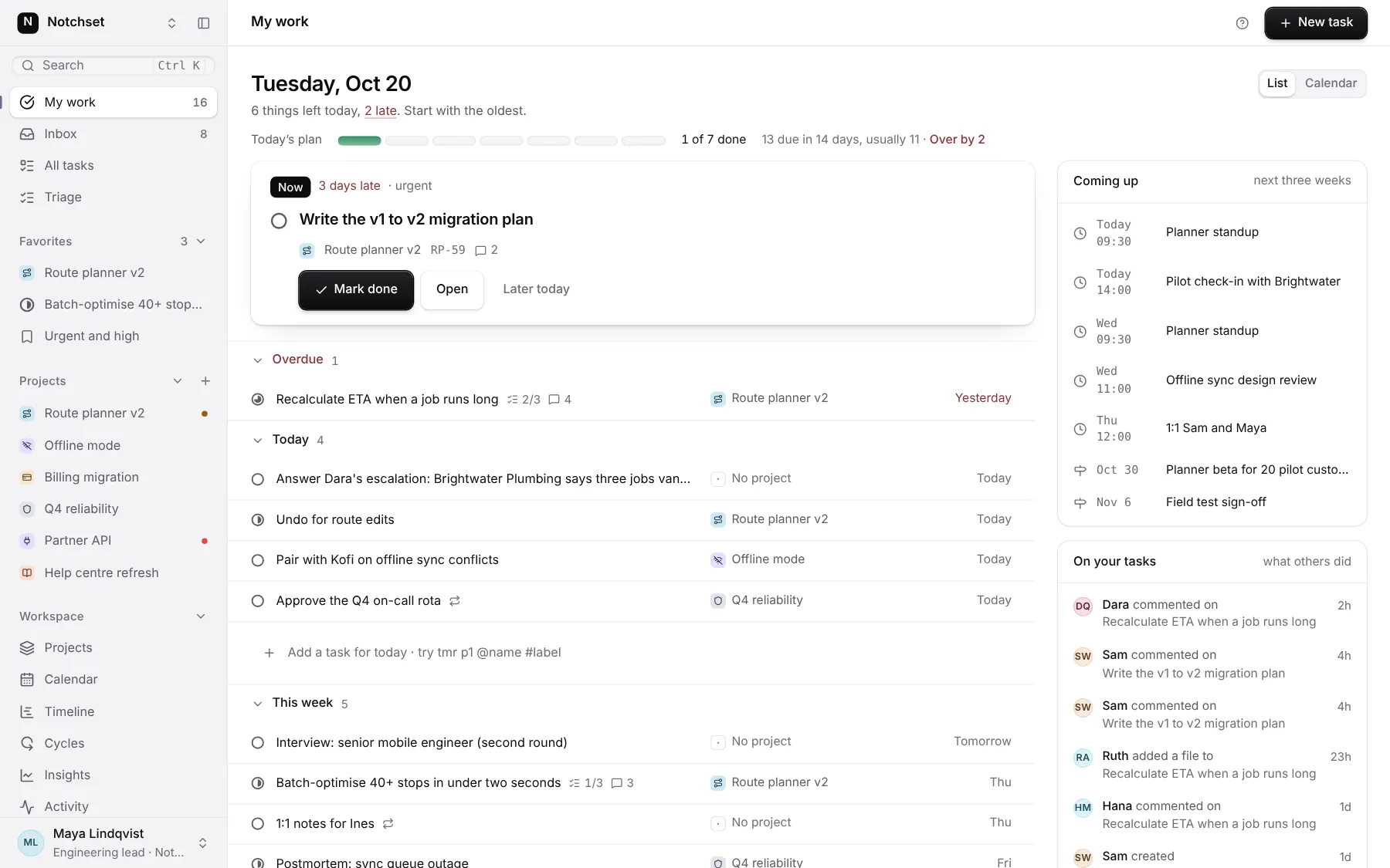 Task Management template: My work, on a desktop